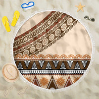 Bula Fiji Beach Blanket 2025 Pasifika Traditional Fijian Masi LT14 One Size 150cm Beige - Polynesian Pride