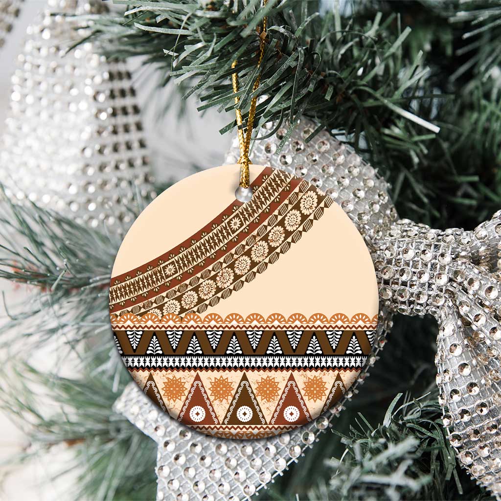 Bula Fiji Ceramic Ornament 2025 Pasifika Traditional Fijian Masi - Polynesian Pride