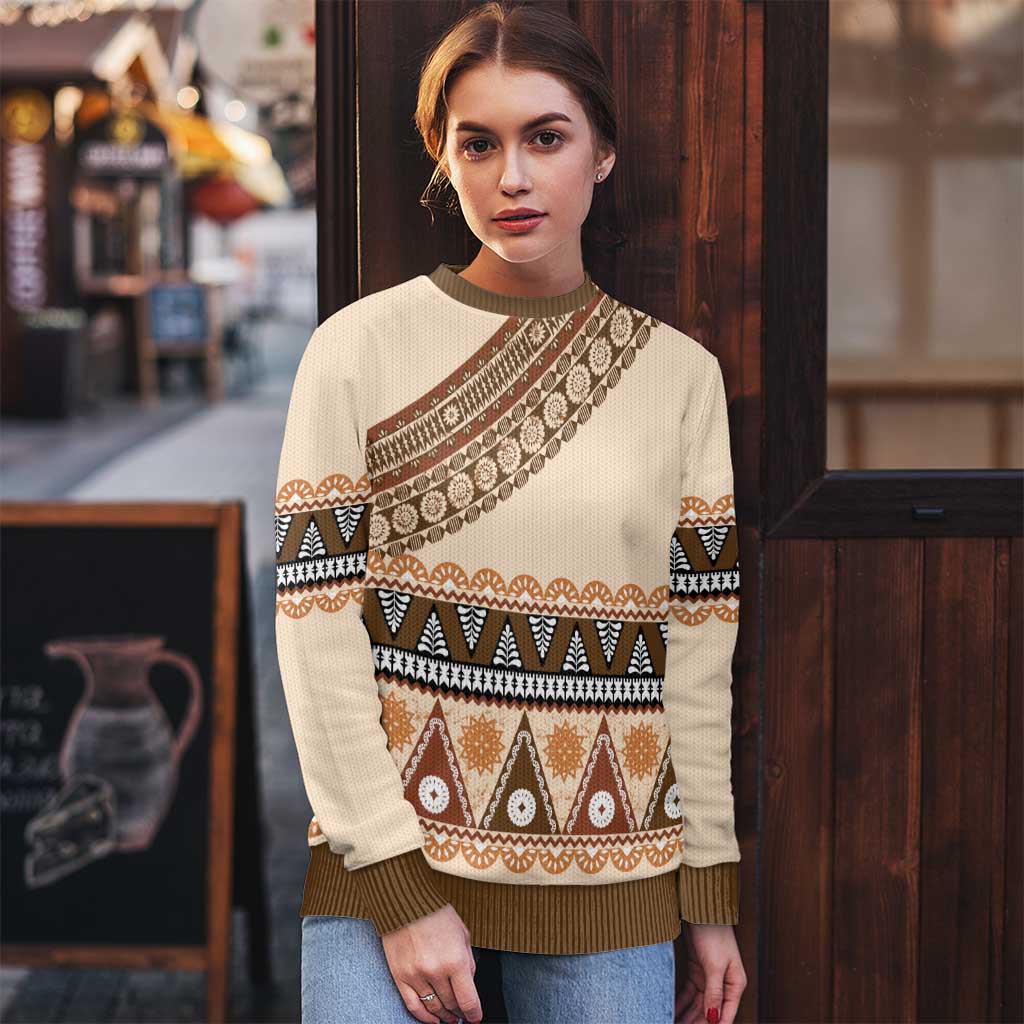 Bula Fiji Ugly Christmas Sweater 2025 Pasifika Traditional Fijian Masi - Polynesian Pride