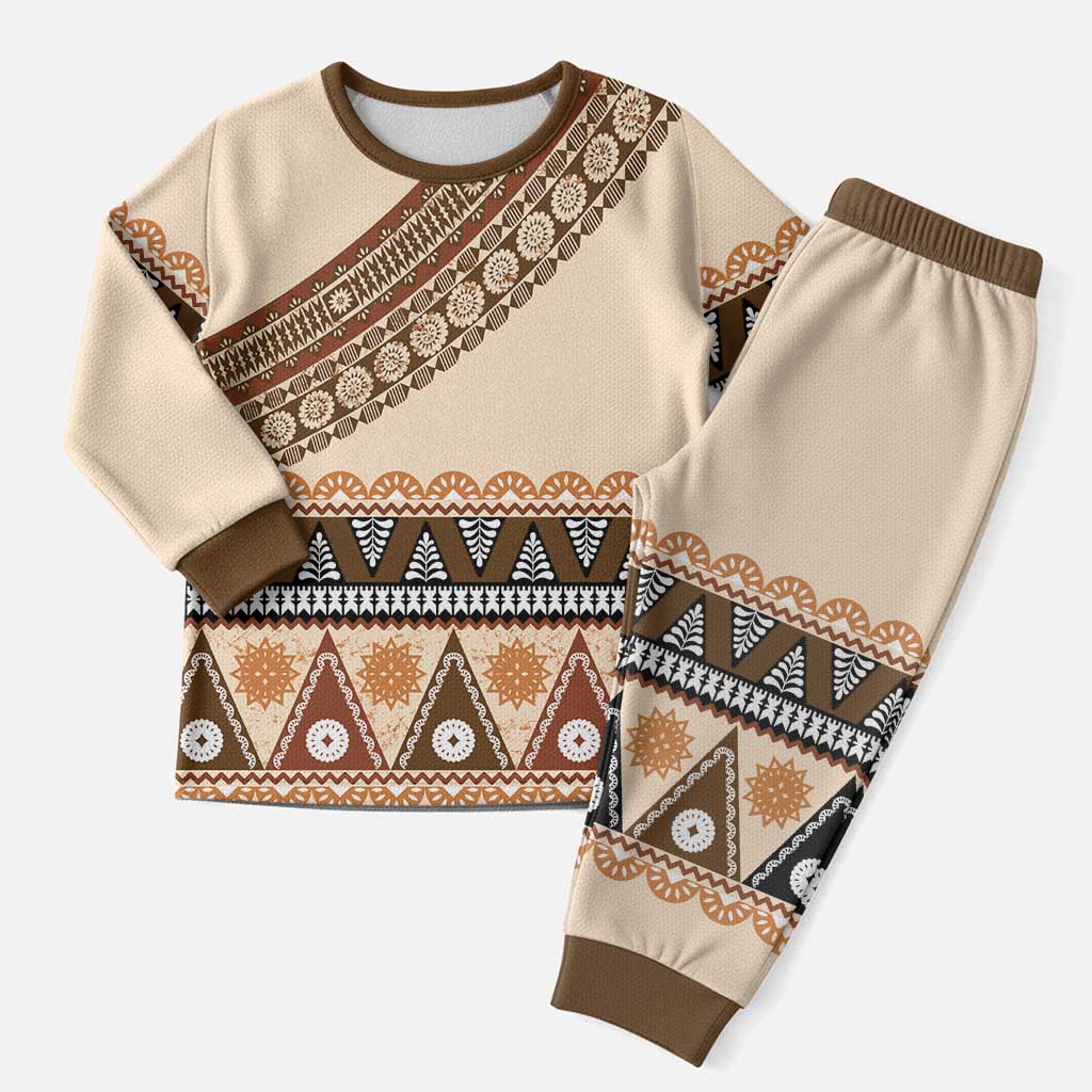 Bula Fiji Christmas Pajama Set 2025 Pasifika Traditional Fijian Masi - Polynesian Pride