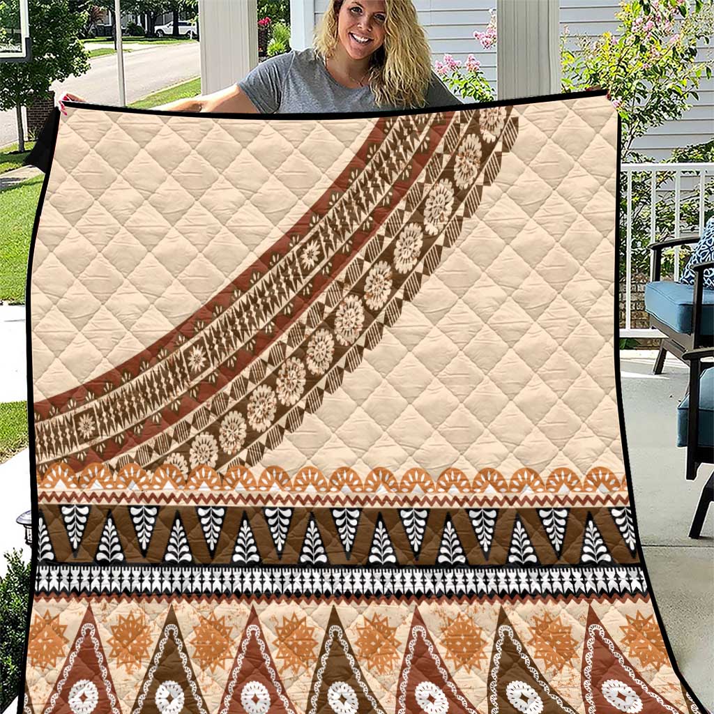 Bula Fiji Quilt 2025 Pasifika Traditional Fijian Masi LT14 Beige - Polynesian Pride