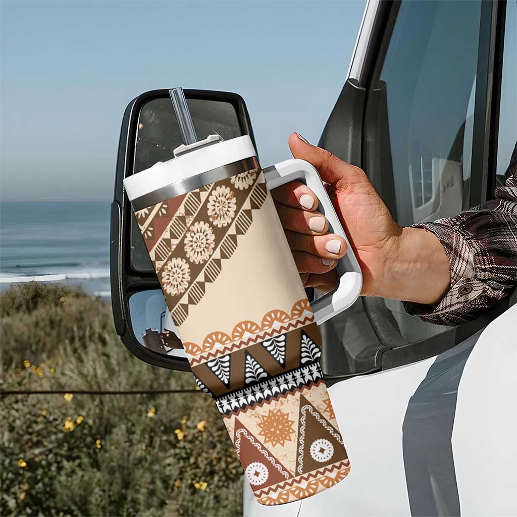 Bula Fiji Tumbler With Handle 2025 Pasifika Traditional Fijian Masi