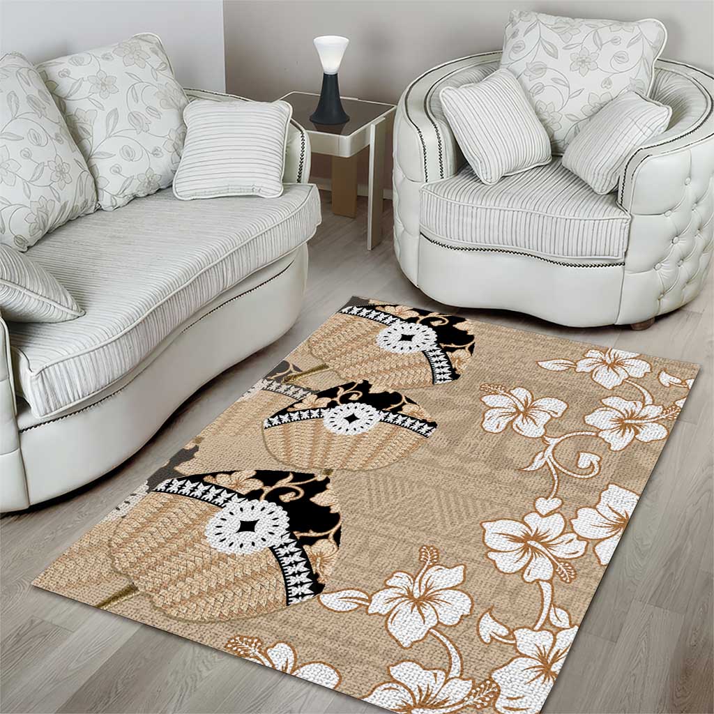 Bula Fiji Iri Buli Area Rug Woven Fan With Fijian Tapa