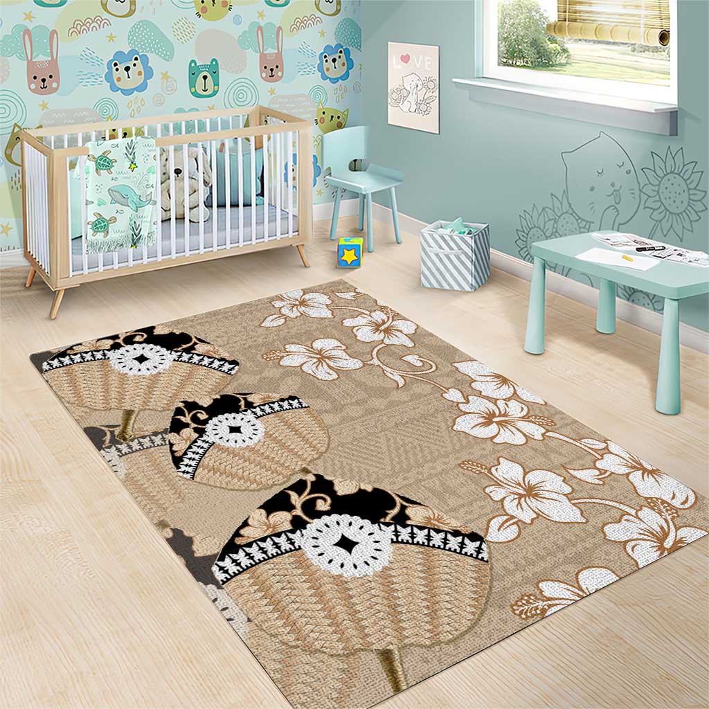 Bula Fiji Iri Buli Area Rug Woven Fan With Fijian Tapa