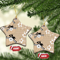 Bula Fiji Iri Buli Ceramic Ornament Woven Fan With Fijian Tapa - Polynesian Pride