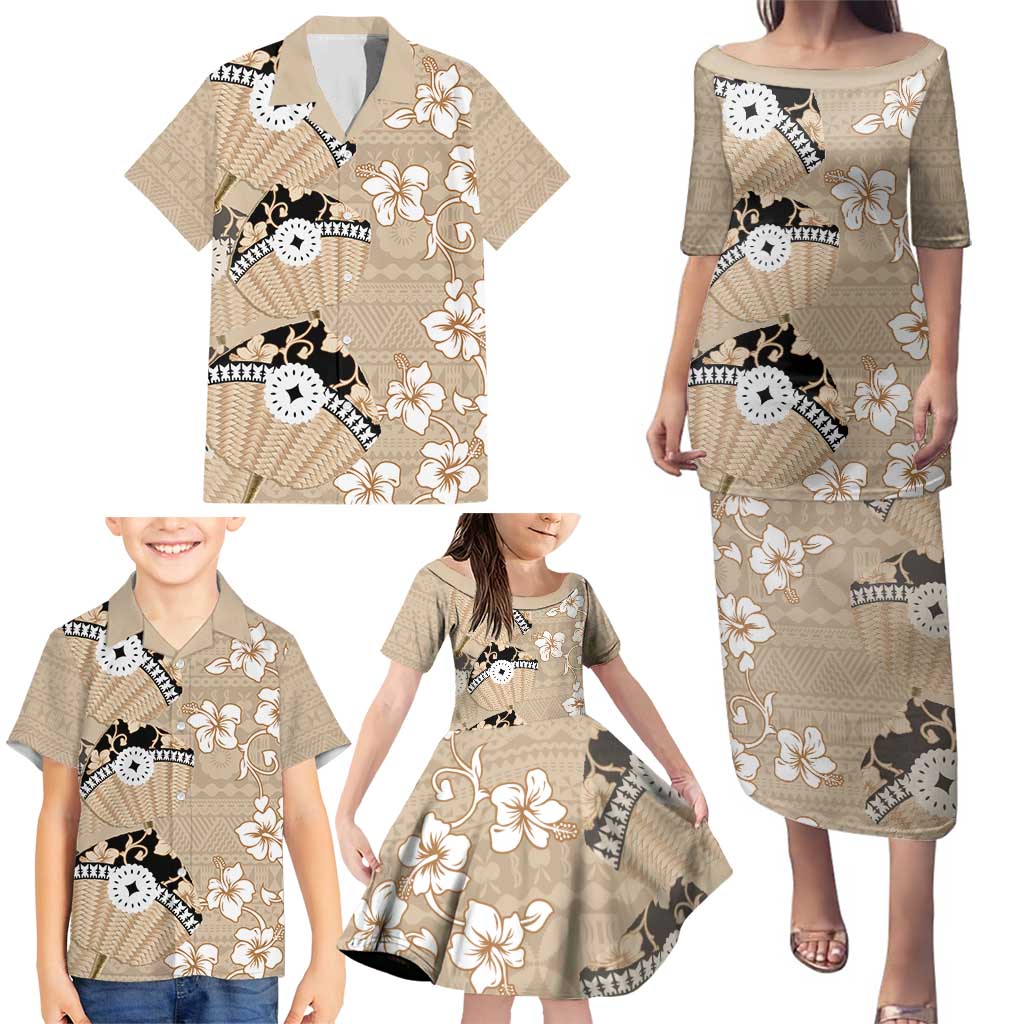 Bula Fiji Iri Buli Family Matching Puletasi and Hawaiian Shirt Woven Fan With Fijian Tapa LT14 - Polynesian Pride