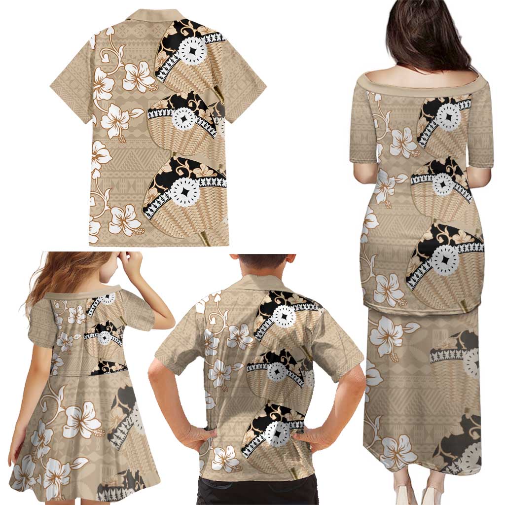 Bula Fiji Iri Buli Family Matching Puletasi and Hawaiian Shirt Woven Fan With Fijian Tapa LT14 - Polynesian Pride