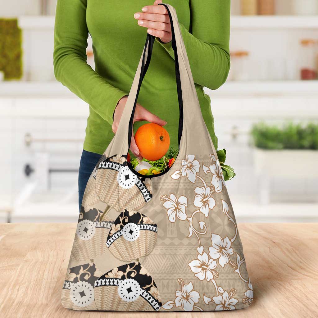 Bula Fiji Iri Buli Grocery Bag Woven Fan With Fijian Tapa