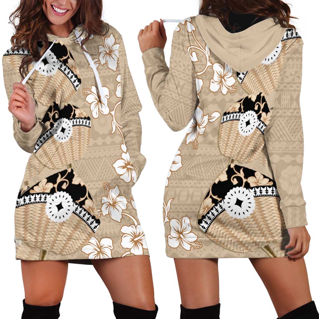 Bula Fiji Iri Buli Hoodie Dress Woven Fan With Fijian Tapa