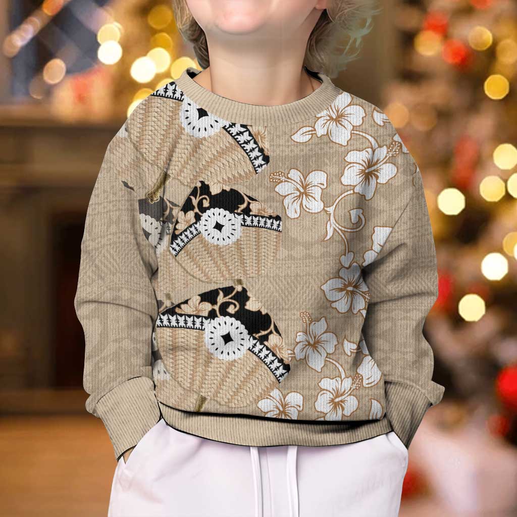 Bula Fiji Iri Buli Kid Ugly Christmas Sweater Woven Fan With Fijian Tapa - Polynesian Pride