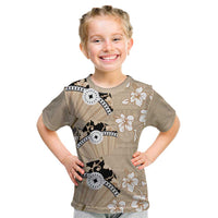 Bula Fiji Iri Buli Kid T Shirt Woven Fan With Fijian Tapa LT14 Beige - Polynesian Pride