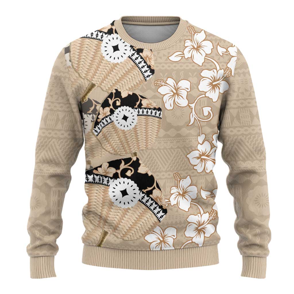 Bula Fiji Iri Buli Ugly Christmas Sweater Woven Fan With Fijian Tapa - Polynesian Pride