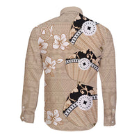 Bula Fiji Iri Buli Long Sleeve Button Shirt Woven Fan With Fijian Tapa LT14 - Polynesian Pride