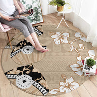 Bula Fiji Iri Buli Round Carpet Woven Fan With Fijian Tapa