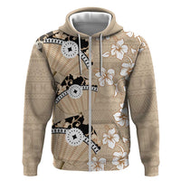 Bula Fiji Iri Buli Zip Hoodie Woven Fan With Fijian Tapa