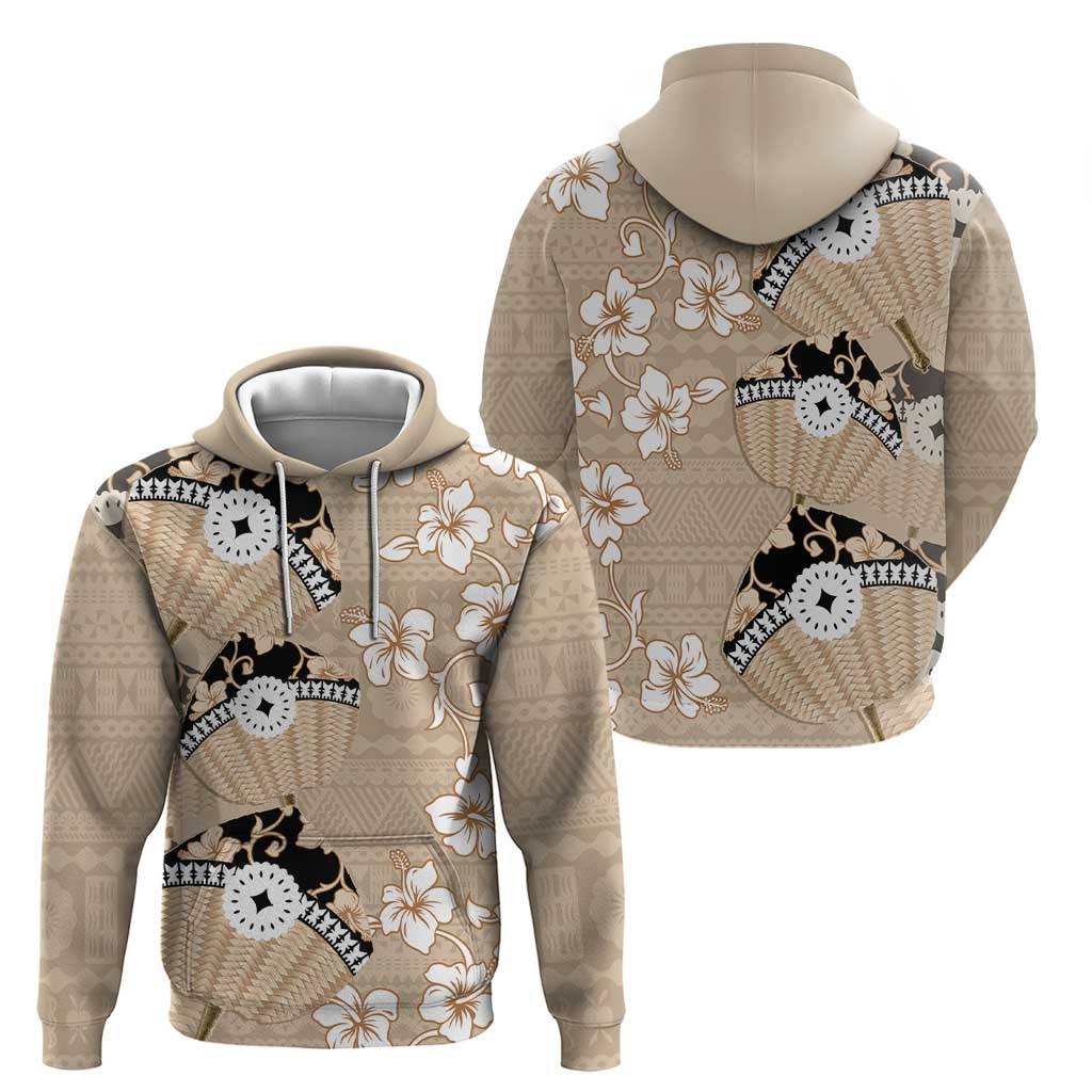 Bula Fiji Iri Buli Zip Hoodie Woven Fan With Fijian Tapa