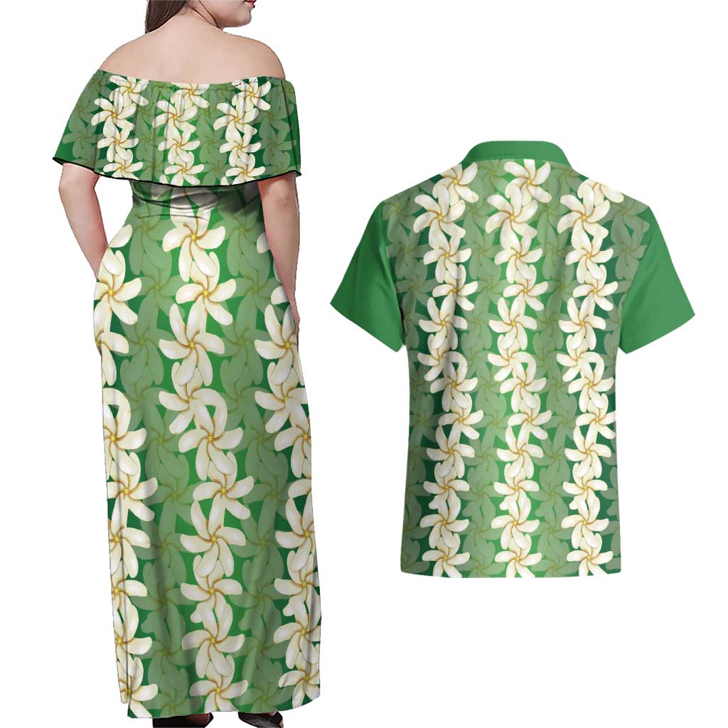 Ia Orana Tahiti Tiare Maori Seamless Style Couples Matching Off Shoulder Maxi Dress and Hawaiian Shirt