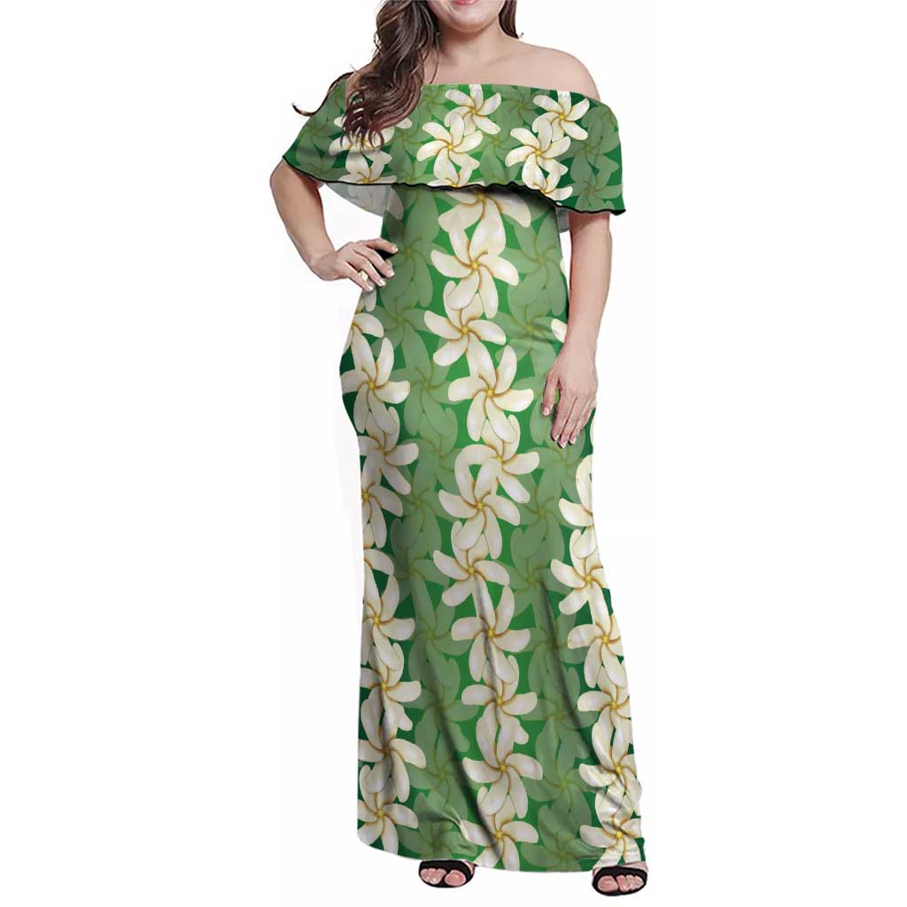 Ia Orana Tahiti Tiare Maori Seamless Style Family Matching Off Shoulder Maxi Dress and Hawaiian Shirt
