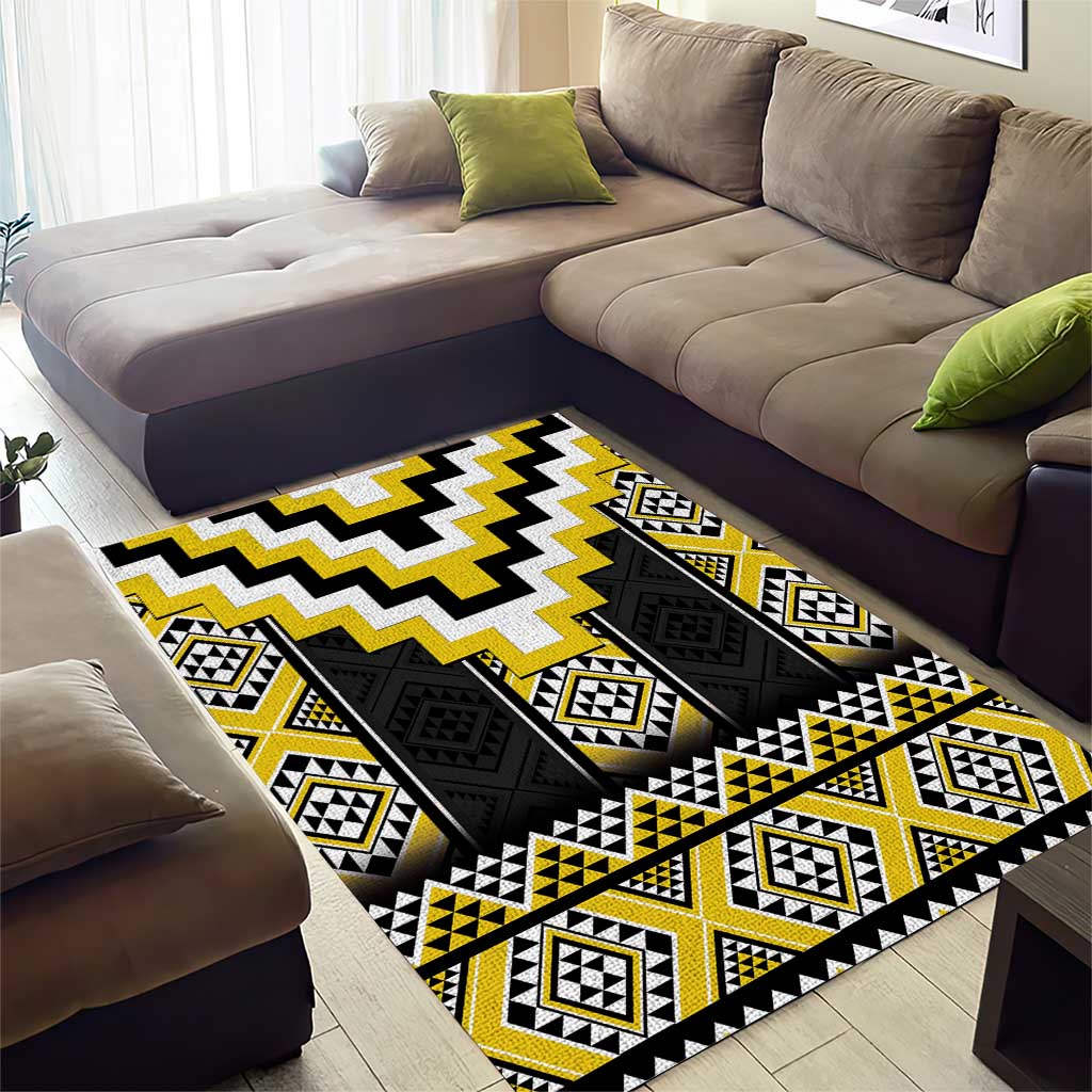 Yellow Taniko Aotearoa Area Rug Niho Taniwha Mix Poutama