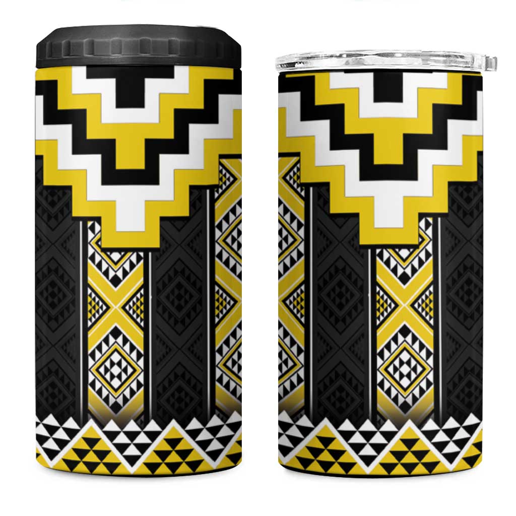 Yellow Taniko Aotearoa 4 in 1 Can Cooler Tumbler Niho Taniwha Mix Poutama