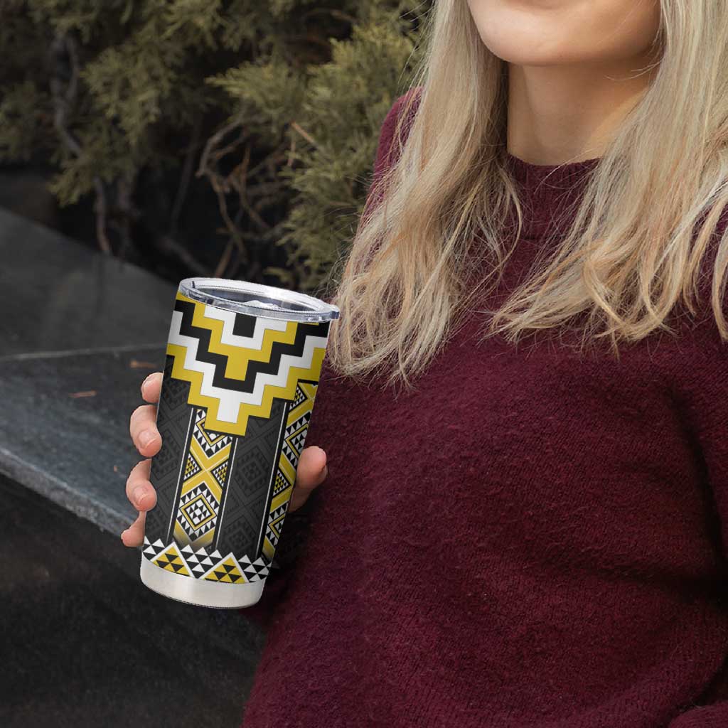 Yellow Taniko Aotearoa Tumbler Cup Niho Taniwha Mix Poutama