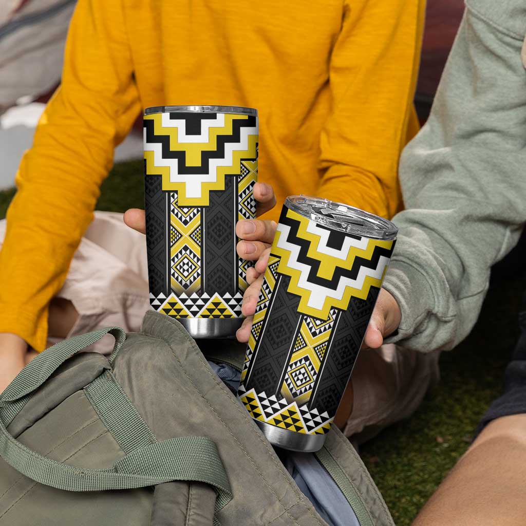 Yellow Taniko Aotearoa Tumbler Cup Niho Taniwha Mix Poutama