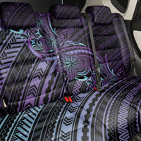 Teal Purple Polynesia Plumeria Tattoo Back Car Seat Cover