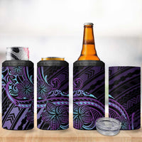 Teal Purple Polynesia Plumeria Tattoo 4 in 1 Can Cooler Tumbler LT14 - Polynesian Pride