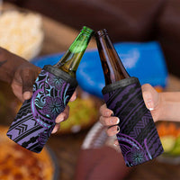 Teal Purple Polynesia Plumeria Tattoo 4 in 1 Can Cooler Tumbler LT14 - Polynesian Pride