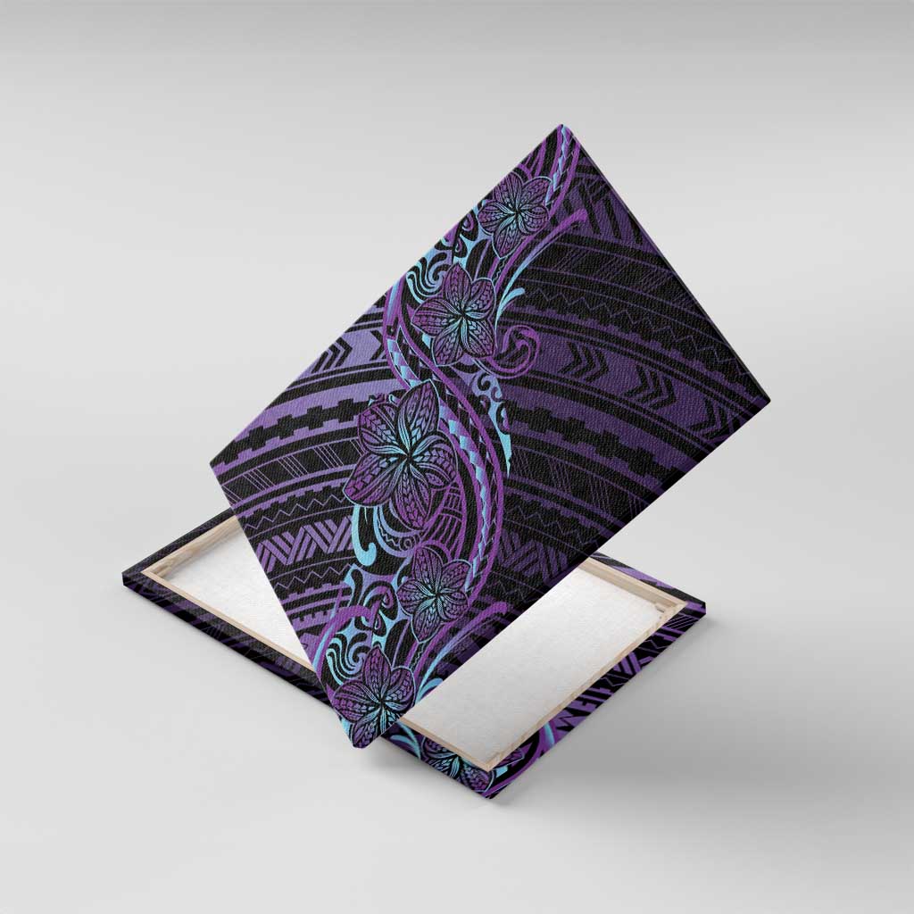 Teal Purple Polynesia Plumeria Tattoo Canvas Wall Art