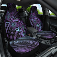 Teal Purple Polynesia Plumeria Tattoo Car Seat Cover