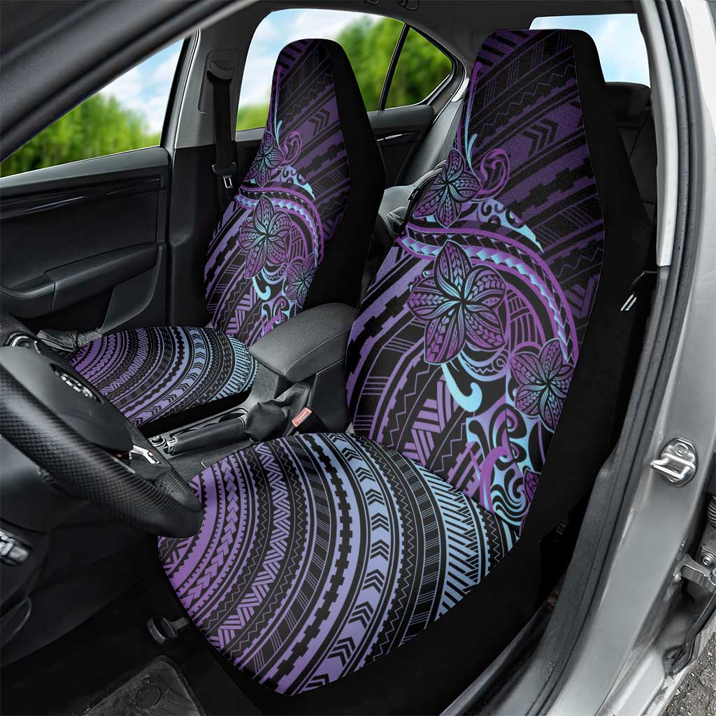 Teal Purple Polynesia Plumeria Tattoo Car Seat Cover