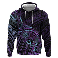 Teal Purple Polynesia Plumeria Tattoo Hoodie