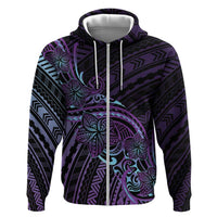 Teal Purple Polynesia Plumeria Tattoo Hoodie