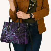 Teal Purple Polynesia Plumeria Tattoo Leather Bag