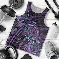 Teal Purple Polynesia Plumeria Tattoo Men Tank Top