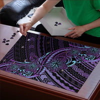 Teal Purple Polynesia Plumeria Tattoo Puzzle