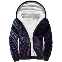 Teal Purple Polynesia Plumeria Tattoo Sherpa Hoodie LT14 Unisex Purple - Polynesian Pride