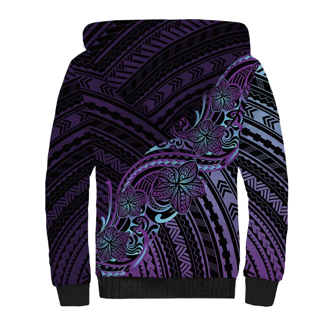 Teal Purple Polynesia Plumeria Tattoo Sherpa Hoodie LT14 - Polynesian Pride