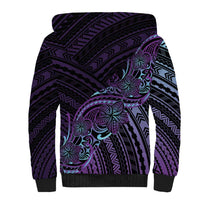 Teal Purple Polynesia Plumeria Tattoo Sherpa Hoodie LT14 - Polynesian Pride