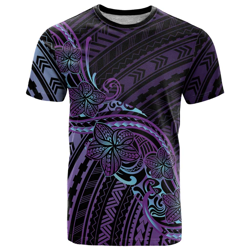 Teal Purple Polynesia Plumeria Tattoo T Shirt
