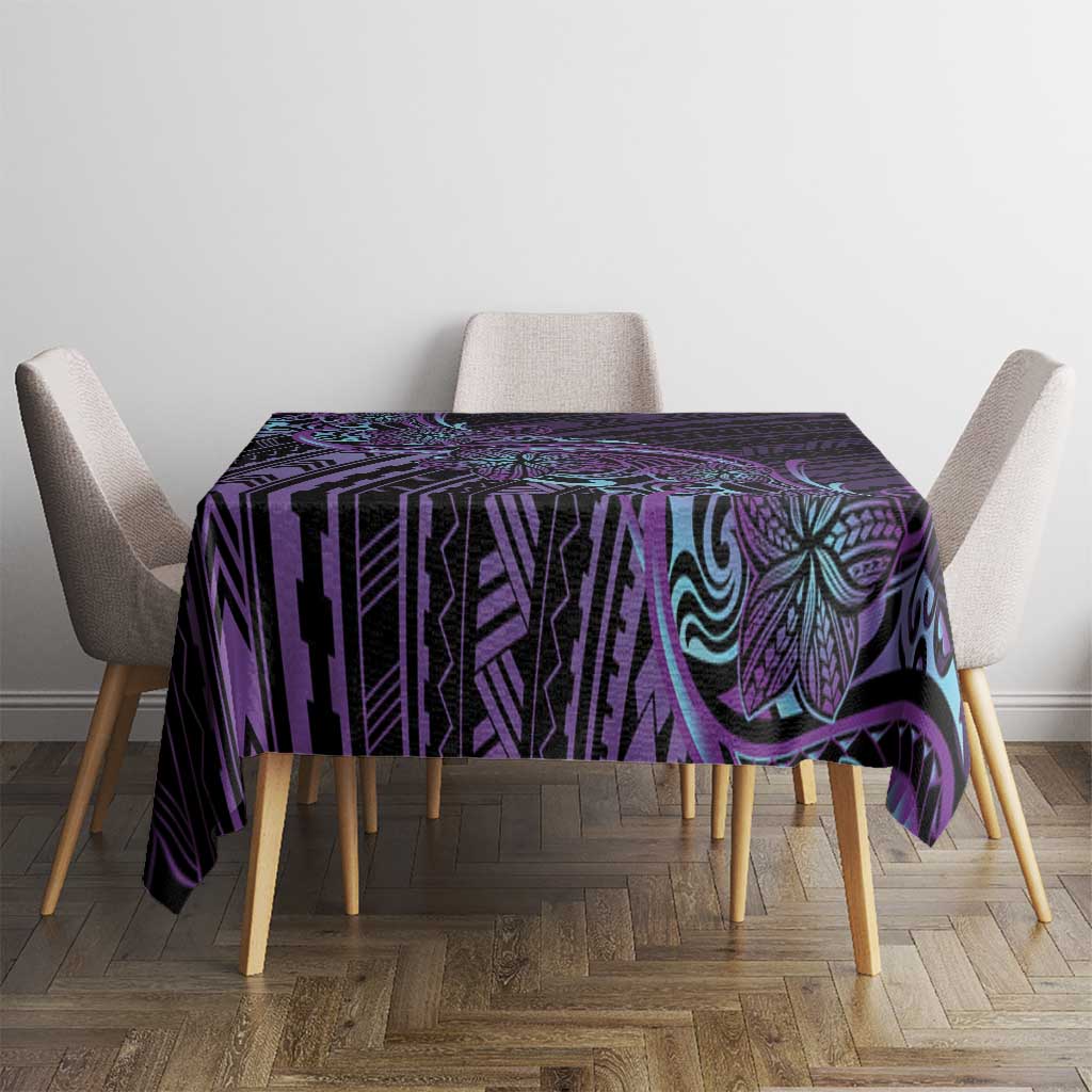 Teal Purple Polynesia Plumeria Tattoo Tablecloth