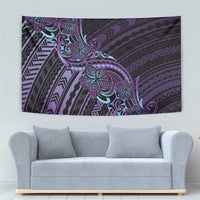 Teal Purple Polynesia Plumeria Tattoo Tapestry
