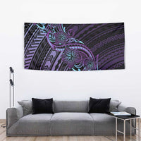 Teal Purple Polynesia Plumeria Tattoo Tapestry