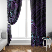 Teal Purple Polynesia Plumeria Tattoo Window Curtain
