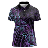 Teal Purple Polynesia Plumeria Tattoo Women Polo Shirt LT14 Female Purple - Polynesian Pride