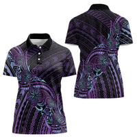 Teal Purple Polynesia Plumeria Tattoo Women Polo Shirt LT14 - Polynesian Pride