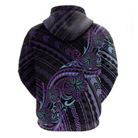 Teal Purple Polynesia Plumeria Tattoo Zip Hoodie