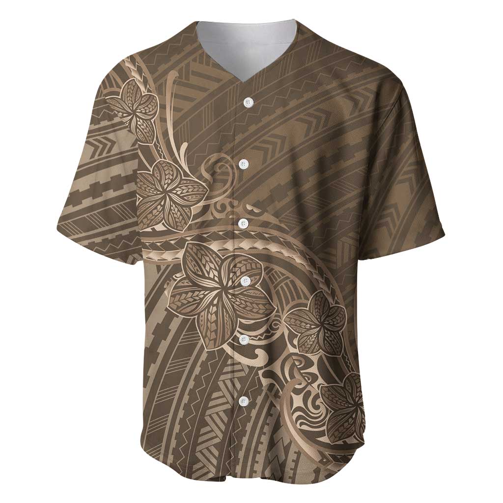 Brown Polynesia Plumeria Tattoo Baseball Jersey