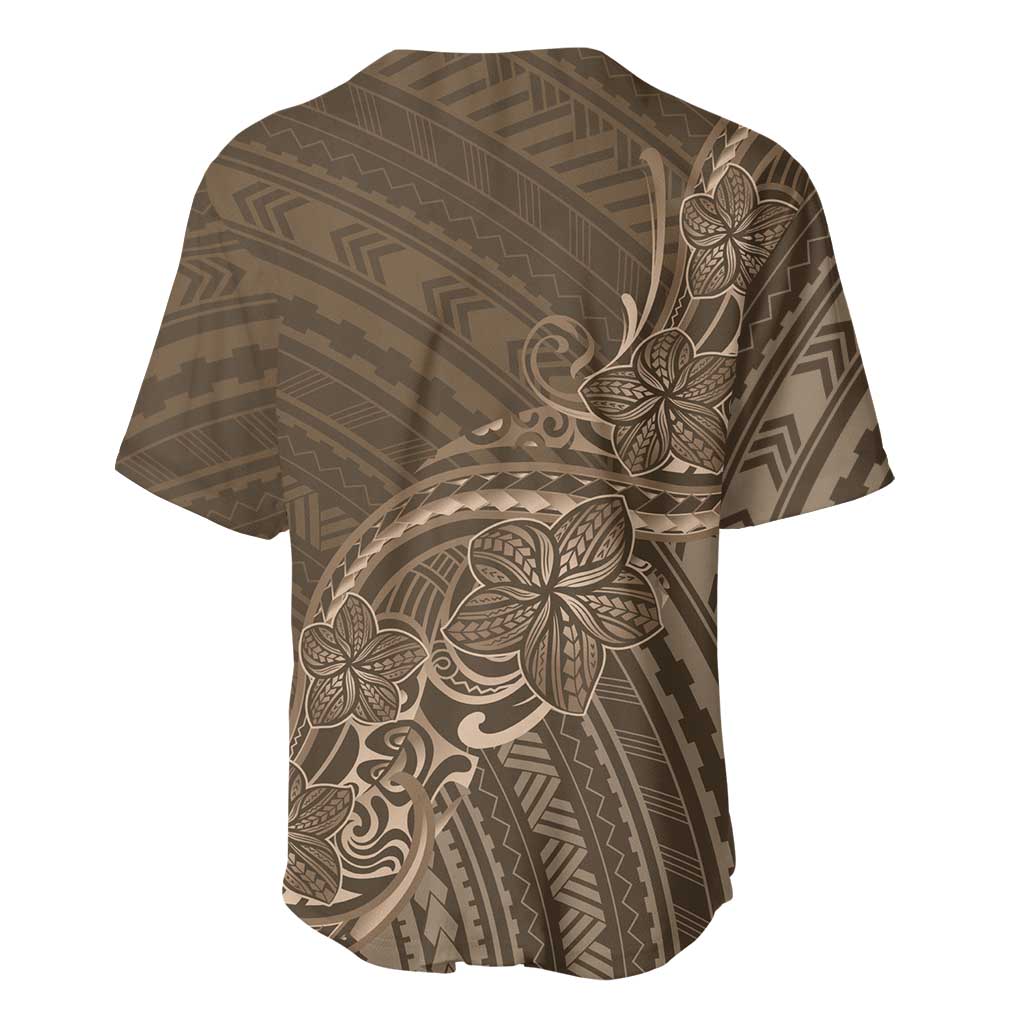 Brown Polynesia Plumeria Tattoo Baseball Jersey